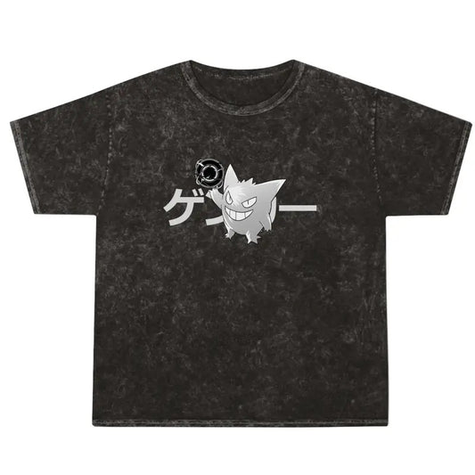 Gengar Ghastly Anime One-Sided Design Heavy Oversized Dyenomite Mineral Wash PK Unisex Anime T-Shirt Streetwear & Gym Style