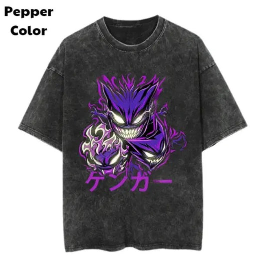 Gengar Haunter Print Vintage Tee, Gengar T-Shirt, Pokemon Graphic Tees, Pokemon Shirt, Unisex Anime Shirt, Menswear Womenswear Streetwear