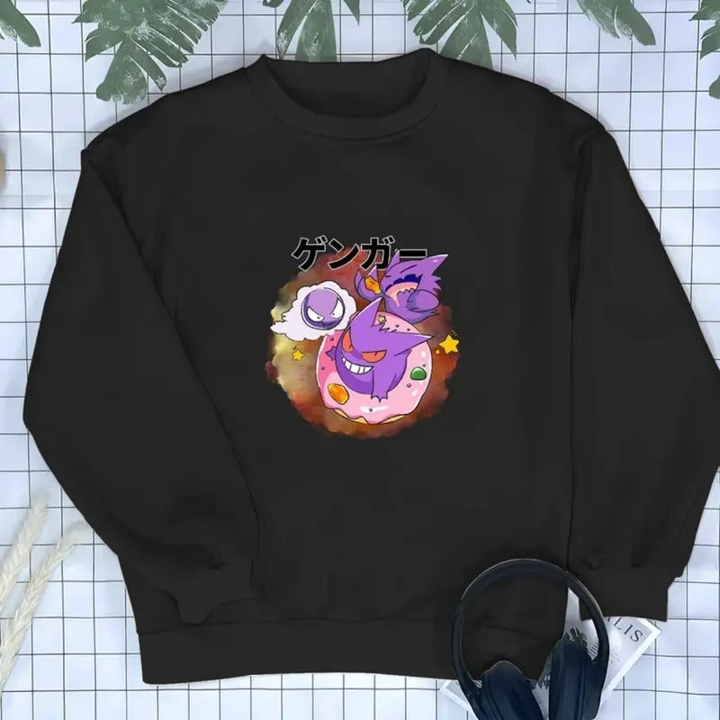 Gengar Kawaii Sweatshirt Funny Pocket Monster Shirt Anime Hoodie Cute Shirt for Gengar Lovers, Cute Shirt, Gift For Fan Pokemon, Anime Graphic Tee