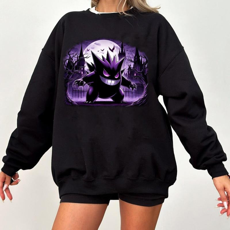 Gengar SWEATSHIRTS | Dark Ghost Kaiju Japanese Style SWEATSHIRTS | Japanese Anime Movie Film Nerd Gaming Novelty Funny Unisex Sweatshirts, Gengar Pokemon Sweatshirt, Pokemon Fans Sweatshirt, Pokemon Shirt