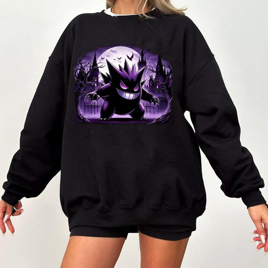 Gengar SWEATSHIRTS | Dark Ghost Kaiju Japanese Style SWEATSHIRTS | Japanese Anime Movie Film Nerd Gaming Novelty Funny Unisex Sweatshirts, Gengar Pokemon Sweatshirt, Pokemon Fans Sweatshirt, Pokemon Shirt