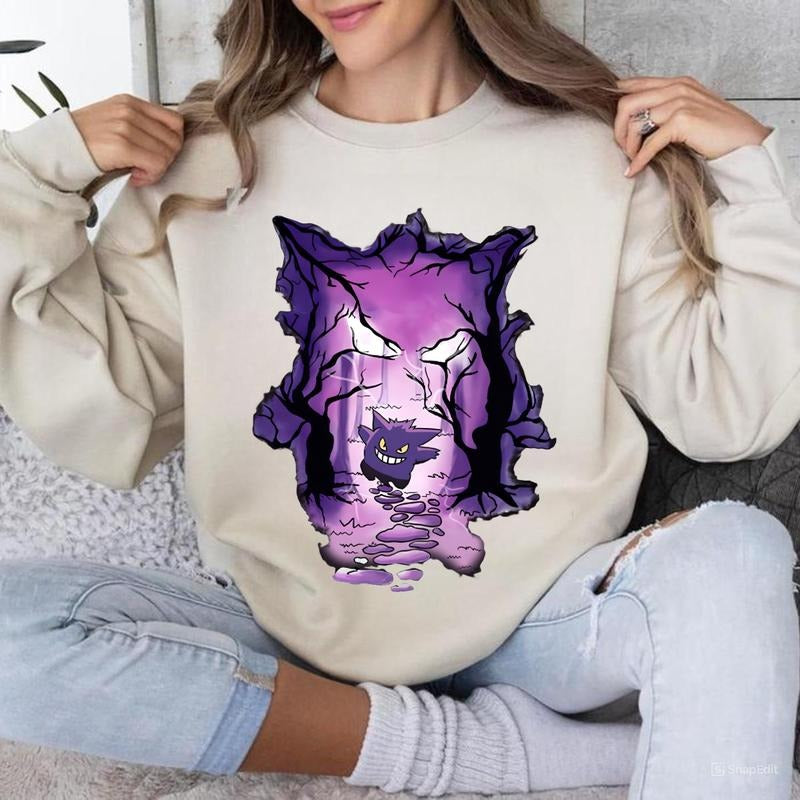 Gengar Sweatshirt, Moonster Ghost Shirt, Kaiju Themed, Retro 90s Gengar Shirt, Gift For Her Him, All Sizes