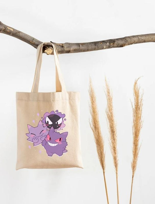 Gengar Tote Bag, Pokemon Tote Bag, Anime Tote Bag, Cotton Canvas Tote Bag, Gift for Her, Two Handled Bag, Funny Tote Bag, Cool Gift Bag, Anime Inspired Bag, Aesthetic Tote Bag