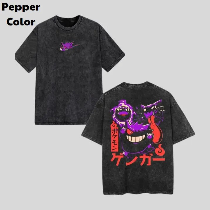 Gengar Trio Vintage Tee, Gengar 2-Sided T-Shirt, Pokemon Graphic Tees, Sweatshirt, Hoodie, Unisex Anime Shirt Menswear Womenswear Streetwear