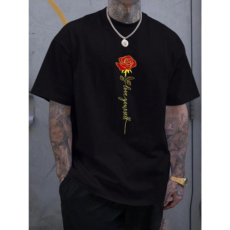 Geometric Patterned Men's T-Shirt - Retro Sporty Look, Regular Fit, Adult Size, Summer Wear, Round Neckline, Casual Outfit Made in USA