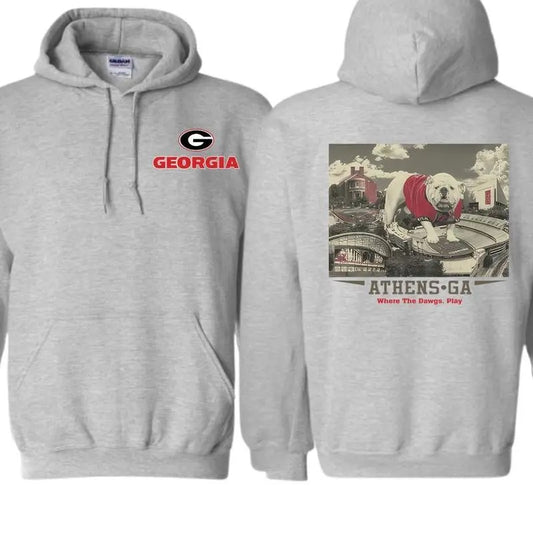 Georgia Bulldogs Athens Hoodie , Classic UGA Design with Iconic Bulldog and Stadium , Perfect for Georgia Fans and College Sports Enthusiasts , Comfortable and Stylish Unisex Hoodie Menswear Casual Sweaters Tops Underwear