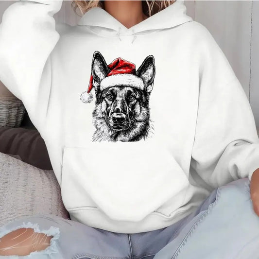 German Shepherd Shirt, Santa Dog Christmas Sweatshirt, Dog Lover, Pet Sweatshirt, Hoodie, Unisex Sweater Pullover Tee
