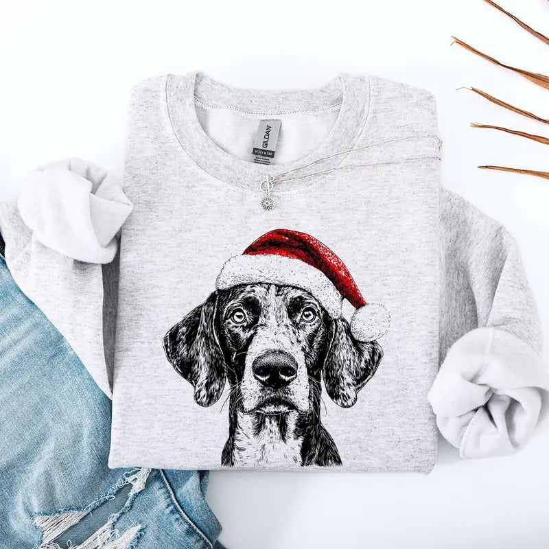 German Shorthaired, Santa, Dog, Christmas, Dog Lover, Pet Sweatshirt, Crew Neck, Women's, Crewneck