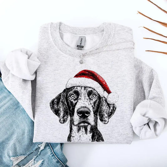 German Shorthaired, Santa, Dog, Christmas, Dog Lover, Pet Sweatshirt, Crew Neck, Women's, Crewneck