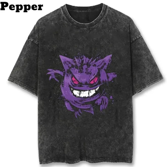 Ghastly Gengar Black Vintage Tee, Pokemon Gengar Shirt, Anime Shirt, vintage graphic tees,  Halloween Shirt, gift for him for her Top Menswear