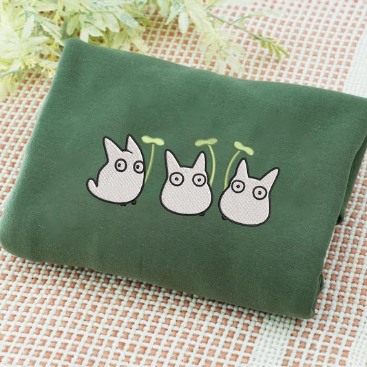 Ghibli Embroidered Sweatshirt, Totoro Sweatshirt, Studio Ghibli, Cottagecore Anime Gift, Cozy Studio Anime inspired Top