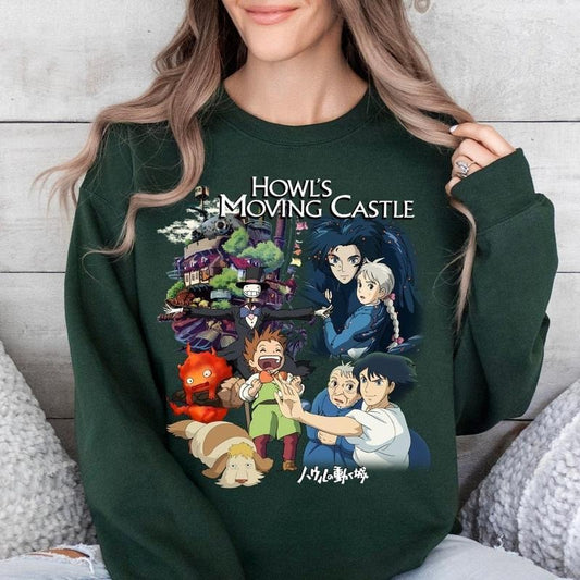 Ghibli Howls Moving Castle Sweatshirt and T-Shirt, Ghibli Studio Sweatshirt, Howls Moving Castle Shirt, Ghibli Studio Shirt, Howl and Sophie Shirt, Calcifer Ghibli Shirt, Hayao Miyazaki, A heart's A Heavy Burden, Anime Lover Sweater, Trending Ghibli Shirt