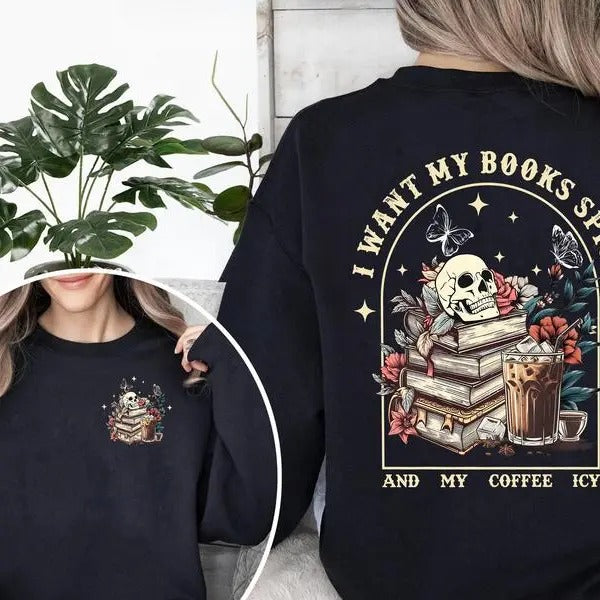 Ghost Book Reader Dark Romance Series T-Shirt, Halloween Library Shirt, Haunting Adeline, Lights Out, Butcher and Blackbird, Book Lover Gift, Skeleton Book Club, Reading Girl Shirts, The Lords Series Sweatshirt Smooth Smooth