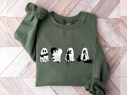 Ghost Cats sweatshirt, Cute Ghosts sweatshirt, Cat lovers Sweatshirt, Black Cat sweatshirt, Halloween Cat Sweatshirt, Spooky Season Sweatshirt