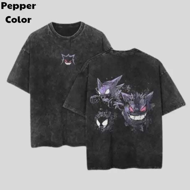 Ghost Gengar Vintage Tee, Gengar 2-Sided T-Shirt, Pokemon Graphic Tees, Sweatshirt, Hoodie, Unisex Anime Shirt Menswear Womenswear Streetwear