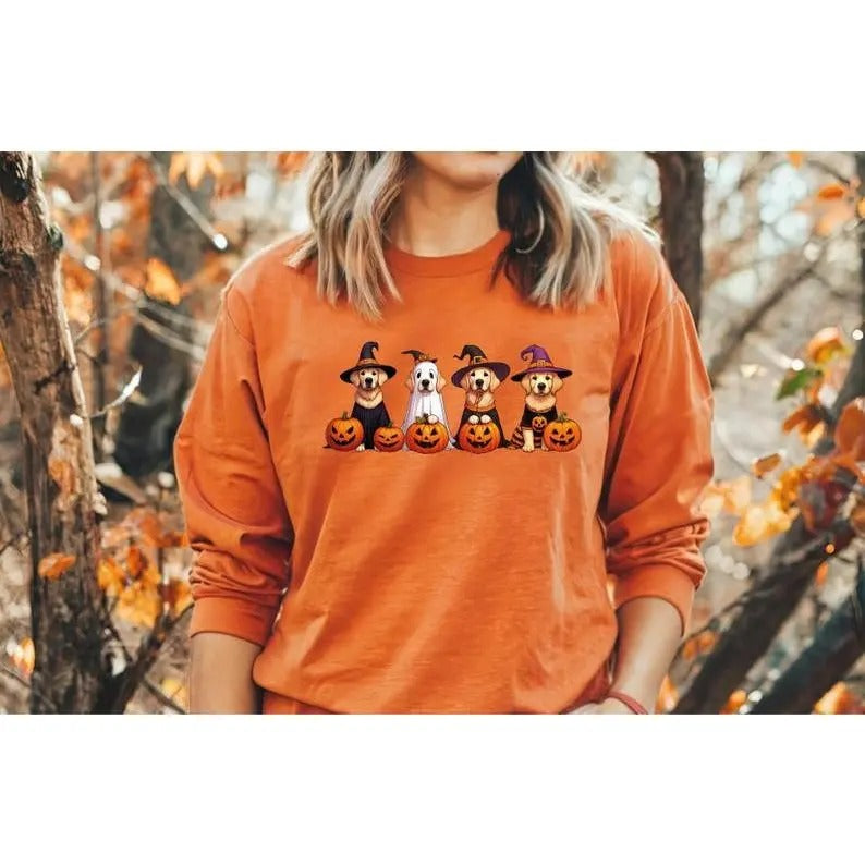 Ghost Golden Retriever Dogs Halloween Sweatshirt, Spooky Dogs Sweatshirt, Womens Dog Lover Halloween Gift, Cute Halloween Ghost  T-shirt, sweater and Hoodie
