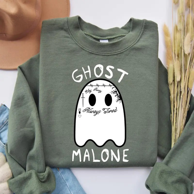 Ghost Malone Sweatshirt, Halloween Sweatshirt, Cute Ghost Sweat, Funny Halloween Crewneck,  trendy sweatshirt, halloween shirt
