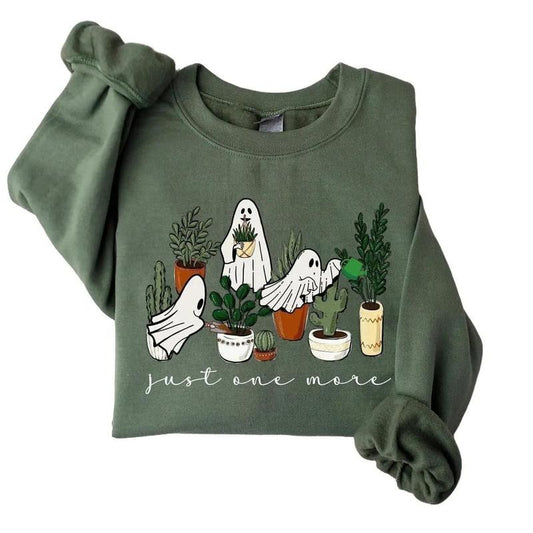 Ghost Plant Lady Sweatshirt, Just One More Plants and Ghosts Sweatshirt, Ghost Plant Shirt, Plant Lover Gift, Halloween Plants Sweatshirt, Halloween Ghost Sweatshirt, Plant Mom Shirt, Halloween Crewneck, Spooky Season