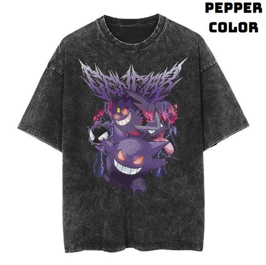 Ghost Poison Type Vintage T-Shirt, Gengar Shirt, Pokemon Shirt, Pokemon Merch, Pokemon Gengar Shirt, Ghostly Gengar, Funny Halloween Shirt, Anime Manga Shirt, Graphic Tee Shirt, Unisex T-Shirt, Gift For Fan Pokemon, Halloween Gifts Top Menswear