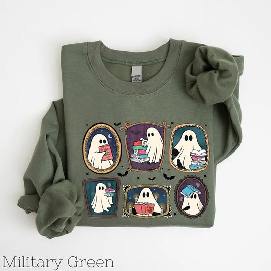 Ghost Reading Books Sweatshirt, Acotar Ghost Sweatshirt, Acotar Sweatshirt,Bookish Ghost Sweatshirt style 02