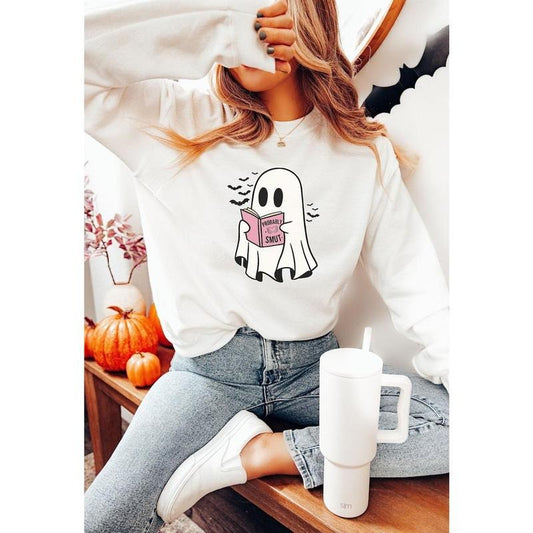 Ghost Reading Smut, Ghost Book Sweatshirt, Bookish Spooky Season, Funny Halloween Crewneck, Booktok  T-shirt, sweater and Hoodie Cotton