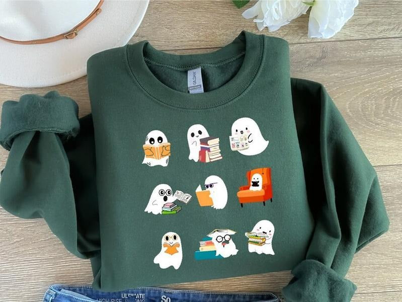 Ghost Reading Sweatshirt, Teacher Halloween Sweatshirt, Librarian Hoody, Book Lover Hoody, Reading Hoody, Teacher Hoodies, Halloween School