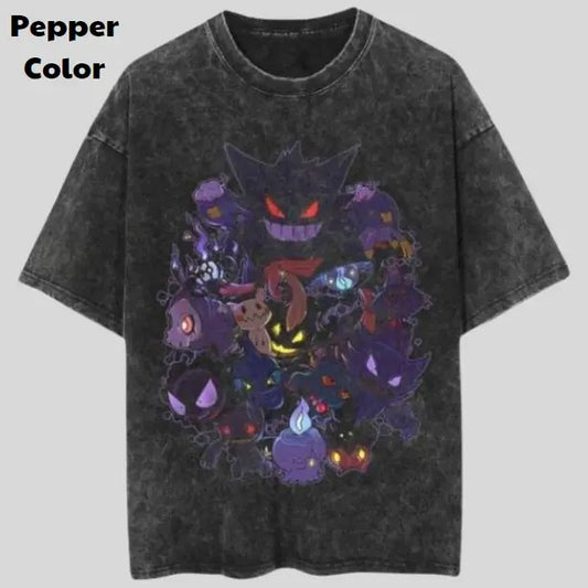 Ghost Type Family Vintage Tee, Gengar T-Shirt, Pokemon Graphic Tees, Unisex Anime Shirt, Sweatshirt, Gym Shirt Menswear Womenswear Streetwear