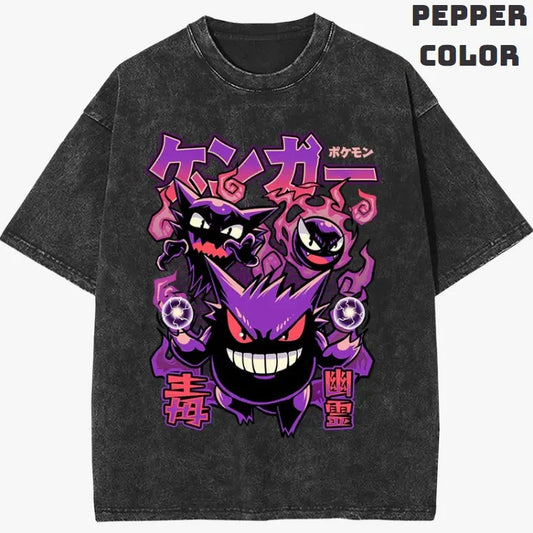 Ghost Type Vintage Graphic Tees, Gengar T-Shirt, Pokemon Shirts, Pokemon Stuff, Unisex Anime Manga Shirt Top Menswear Womenswear Streetwear Casual