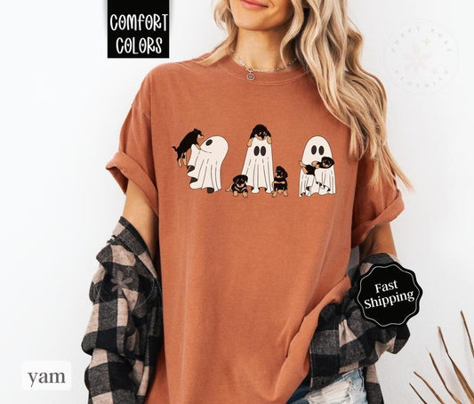 Ghost With Puppies Shirt Comfort Colors, Cute Halloween Tee with Ghost, Dog Lover Tshirt for Halloween halloween shirt