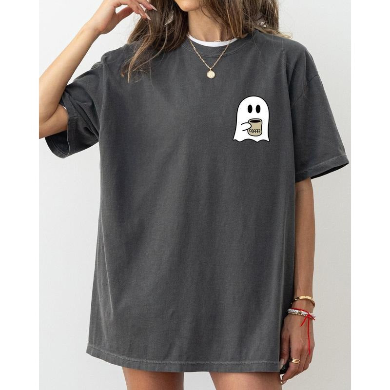 Ghost, Coffee Lover, Pocket, Skeleton, Ghost, Witch, Skull, Funny, Spooky, Aesthetic, Meme, Halloween, Costume, Tshirt, Women's, Comfort Colors Tee, Spooky, Tshirt, Witch, Pumpkin, Ghost, Skeleton