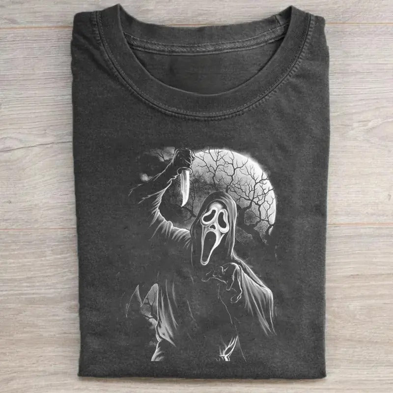 Ghostface Halloween Graphic Tee, Scream Movie Graphic Tee, Horror Film Graphic Tee, Halloween Movie, Scary Shirt, Thriller Movie, Spooky Season Menswear Top