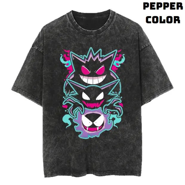 Ghostly Trio Vintage Tee, Gengar Shirt, Pokemon Shirt, Anime Manga Shirt, Halloween Shirt, Vintage Graphic Tee, Unisex T-Shirt, Gift For Fan Pokemon, Crewneck Short Sleeve Shirt Top Menswear Streetwear