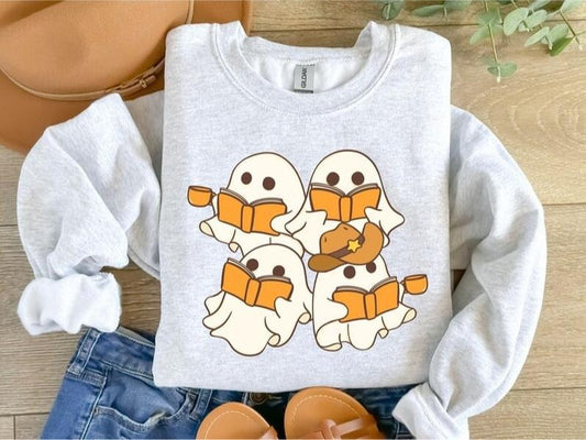 Ghosts Reading Dexter Books Sweatshirt, Dexter Book Lover Gift, Ghost Reading books Sweatshirt, Womens Halloween Sweatshirt, Dexter Shirtstyle{n002}2