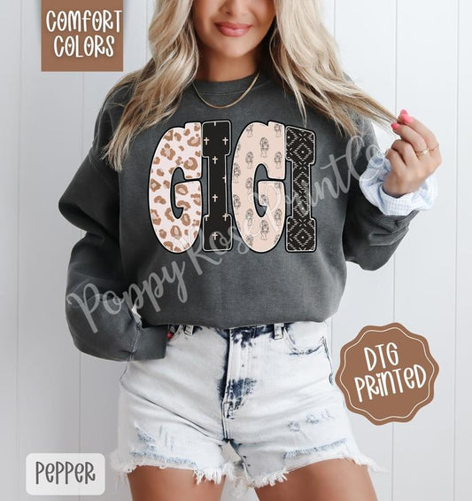 Gi Gi Tiger Comfort Colors Sweatshirt, Trendy Women's Crewneck