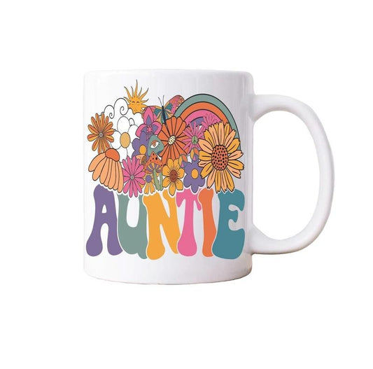 Gift For Aunt, Aunt Mug, Retro Floral Coffee Mug, Unique Gift, Auntie Gift, Valentines Day, Ceramic Coffee Mug, 11 15oz Tea Cup, Gifts Ideas For Aunt, Gifts For Birthday Mothers Day