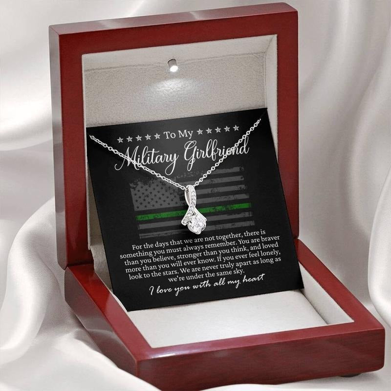 Gift For Military Girlfriend, Army Girlfriend, Deployment Gift, Gift From Military Boyfriend, Girlfriend Necklace, Love Necklace With Message Card, Gift For Wife, Necklace With Gift Box, Valentine Gifts, Birthstone Jewelry, Gifts For Valentines Day