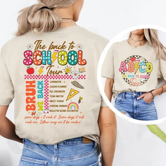 Gift For Teacher Retro Back to School Shirt for Teachers, ABCD Teacher Shirts, First Day Of School Teacher T-Shirt,Teacher Gift,Teacher Team Shirt,Tour Shirt