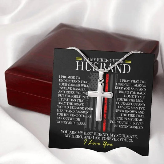 Gifts Ideas For Men, Gift For Firefighter Husband, Fireman Husband Gift, Firefighters Gifts, Firefighters Gifts For Him, Cross Necklace, Necklace With Message Card, Gift For Men, Necklace With Gift Box, Gifts For Birthday