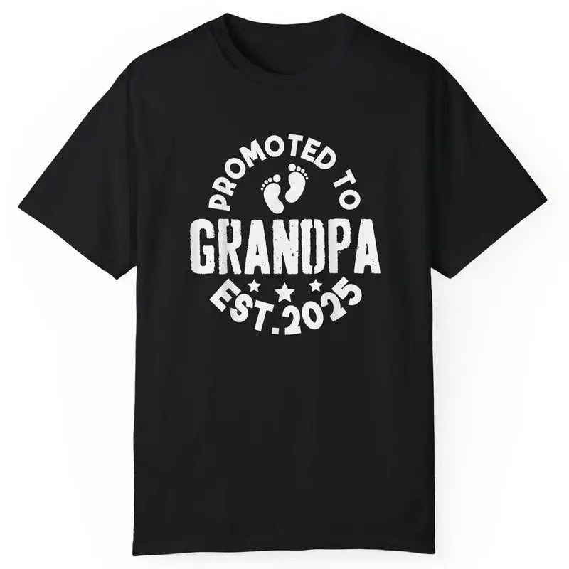 Gildan Funny Grandpa Shirt - Funny Promoted to Grandpa 2025 T-Shirt for Grandpa, Casual Crew Neck, Medium Size, 100% Ethical Cotton, Short Sleeve