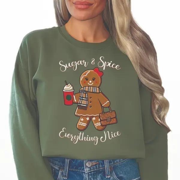 Gingerbread Baby Girl Sugar Sweatshirt, Trendy Gingerbread Christmas Crewneck for Women Womenswear Comfortable