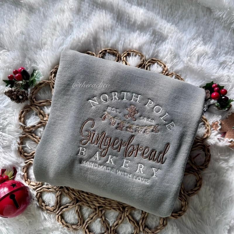 Gingerbread Bakery Embroidered Sweatshirt Comfort Colors Sweatshirt Christmas Sweatshirt