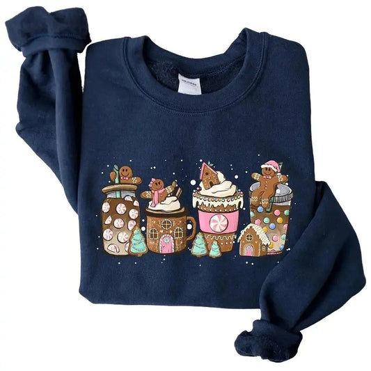 Gingerbread Christmas Coffee Shirt, Christmas coffee Sweatshirt, women Holiday sweater, Xmas Tee, Coffee Lover gift, Latte drink Crewneck