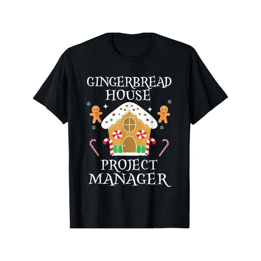 Gingerbread House Project manager Decorating Baking Xmas T-Shirt Summer Comfortable Casual Short Sleeve T-Shirt Made in USA