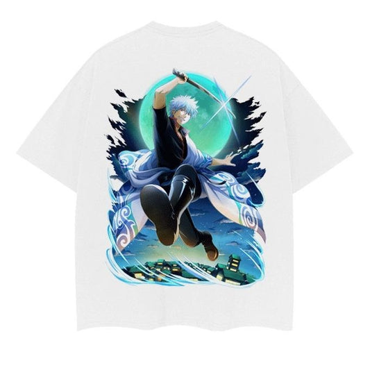 Gintama "Kabukicho Gintoki" Vintage Oversized Tee Anime T-shirt 100% Cotton Original Design Men's Top Streetwear Casual