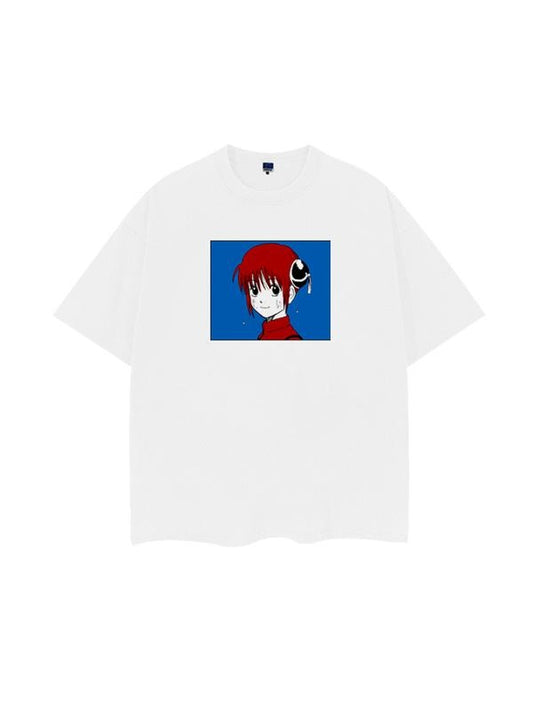 Gintama "Kagura" Vintage Oversized Tee Anime T-shirt 100% Cotton Original Design Men's Top Menswear Tshirt graphic tees men gifts 90s graphic tees Streetwear Round Neck Casual Crewneck