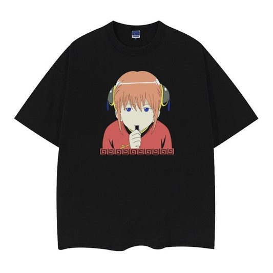 Gintama "Pickled Seaweed Kagura" Vintage Oversized Tee Anime T-shirt 100% Cotton Original Design Men's Top Streetwear Casual Menswear Tshirt