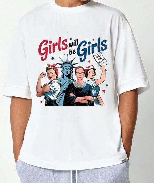 Girls Will be Girls 4th of July T-Shirt Trendy, Viral, and On-Point Everyday Graphic Tee Game Day Football Shirt