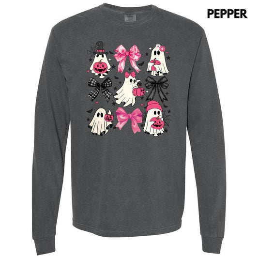 Girly Ghost Bow Collage Long Sleeve Comfort Colors T-Shirt 'NLB'