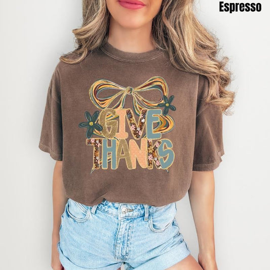 Give Thanks Coquette Comfort Colors T-Shirt 'NLB'