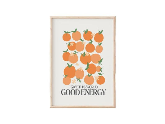 Give This World Good Energy Print, Trendy Retro Boho Art, Retro Citrus Print, Gifts For Sister Friends Wall Decor, Poster Prints No Frame, Dorm Room Decor, Wall Art Prints, Gifts For Birthday